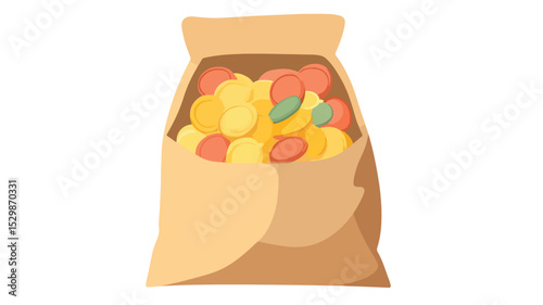 Transparent Vector Bag of Snack Icon Isolated for Graphic Designs