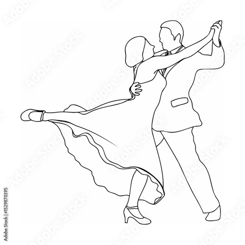 Elegant silhouette of a couple dancing gracefully on a white background vector illustration
