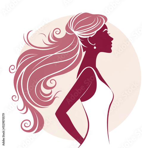 Beautiful lady body profile silhouette. Vector beauty and hair salon, fashion store or spa logo. Curvy woman figure.
