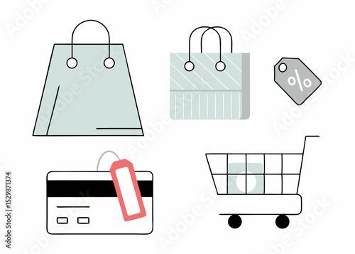 Business Concept illustrations. Collection of shoping icon