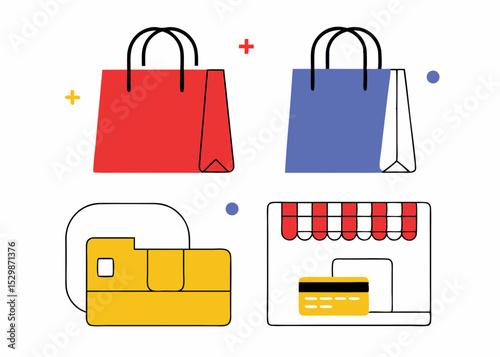 Business Concept illustrations. Collection of shoping icon