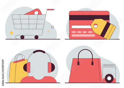Business Concept illustrations. Collection of shoping icon