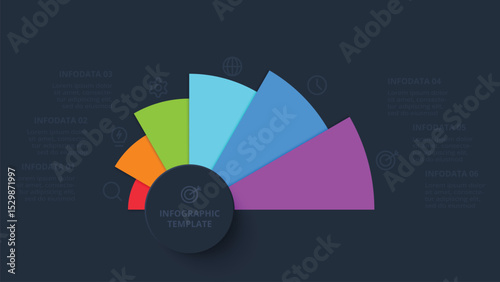 Creative concept for infographic with 6 steps, template for web on a black background.