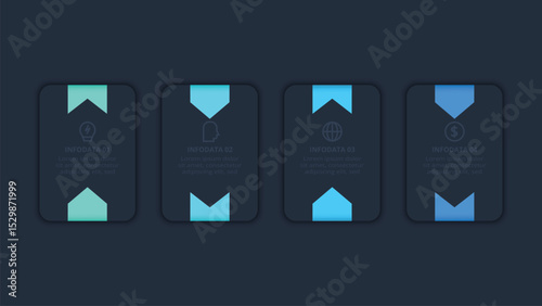 Creative concept for infographic with 4 steps, template for web on a black background.