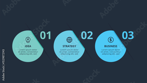 Creative concept for infographic with 3 steps, template for web on a black background.
