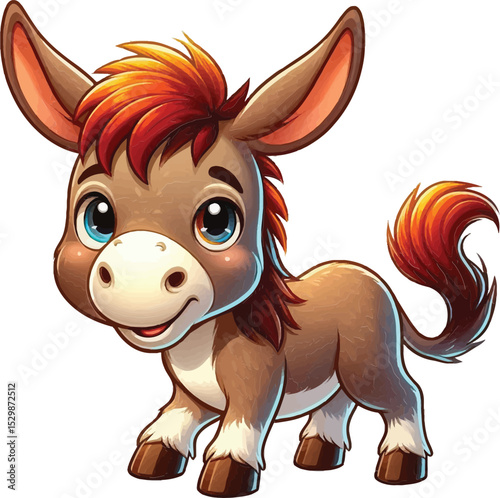 A cute, playful, funny donkey vector iilustrsion