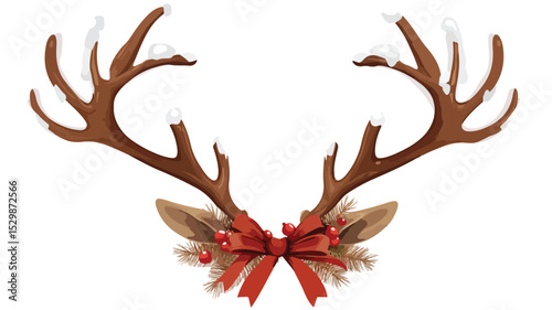 Festive Christmas Reindeer Antlers Headband Vector Illustration