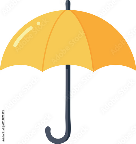 Yellow umbrella with curved handle vector illustration isolated on white background 