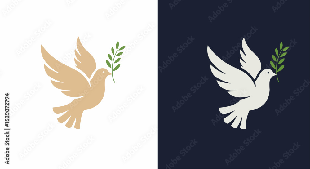 Obraz premium A black flying eagle or dove silhouette with extended wings symbolizes freedom and peace