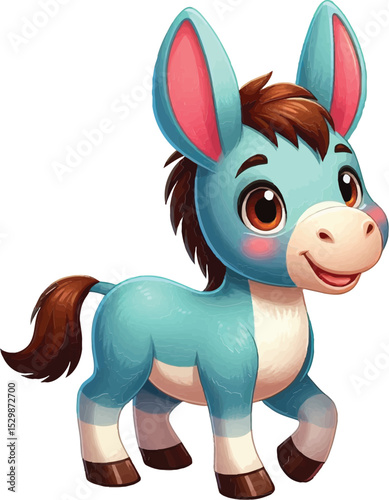 A cute, playful, funny donkey vector iilustrsion