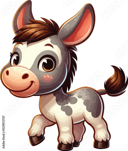 A cute, playful, funny donkey vector iilustrsion