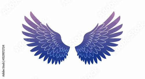 Blue angel wings form a heart, a symbol of love and freedom, perfect for a tribal tattoo design or a decorative flying bird illustration