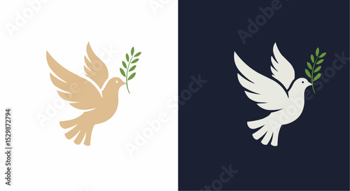 A black flying eagle or dove silhouette with extended wings symbolizes freedom and peace