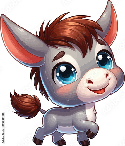 A cute, playful, funny donkey vector iilustrsion