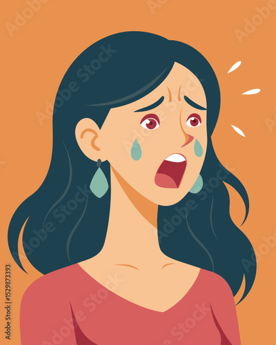 She couldnt stop the tears from falling as she listened to the heartless insults that were leaving fresh verbal scars on her skin.. Vector illustration