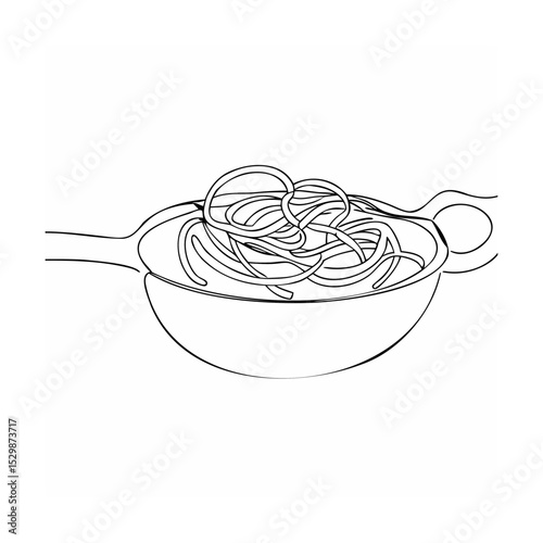 Simple minimalistic vector illustration of delicious spaghetti pasta dish in spoon