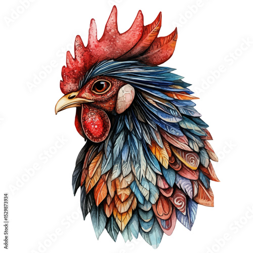 watercolor vector of Hen, isolated on a white background.