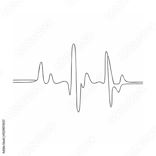 Simple minimalist illustration of an electrocardiogram or heartbeat in a continuous line