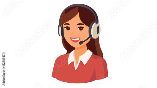 Female Customer Service Cartoon Vector Icon for Marketing Materials