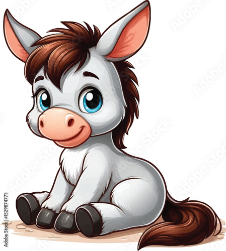 A cute, playful, funny donkey vector iilustrsion