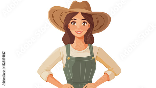 Empowering Female Farmer Cartoon Vector Illustration for Agriculture Industry Promotion
