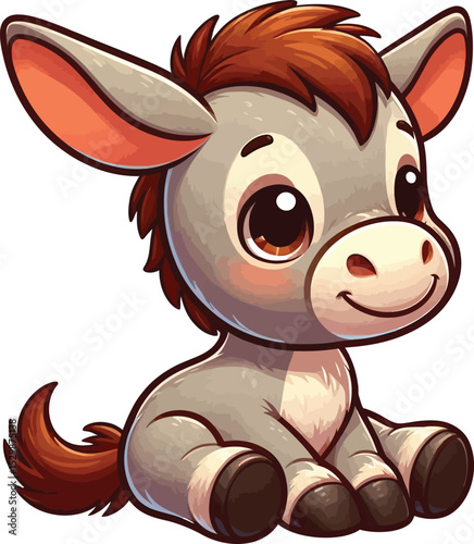 A cute, playful, funny donkey vector iilustrsion