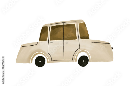 Cartoon watercolor car illustration