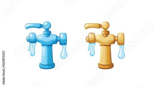 Frozen Faucet Water Tap Vector Isolated Illustration