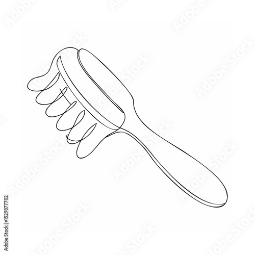 Minimalist one line drawing of a hairbrush in black and white for beauty or haircare concept