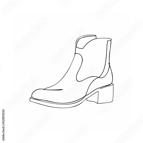 Elegant single line drawing of a stylish ankle boot in contemporary fashion design