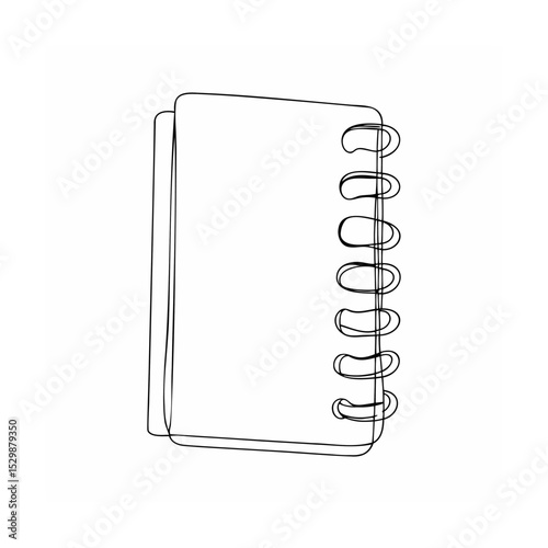 Simple minimalist line drawing of a spiral bound notebook on a plain white background
