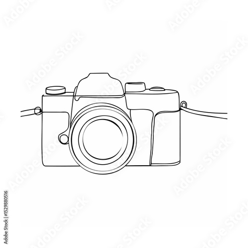 Line art illustration of a digital camera design concept perfect for photography themes
