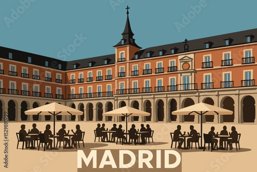 Plaza Mayor Madrid Evening Lights.eps
