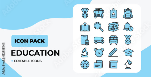 Blue vector icons set for web design with internet, social media, and business symbols