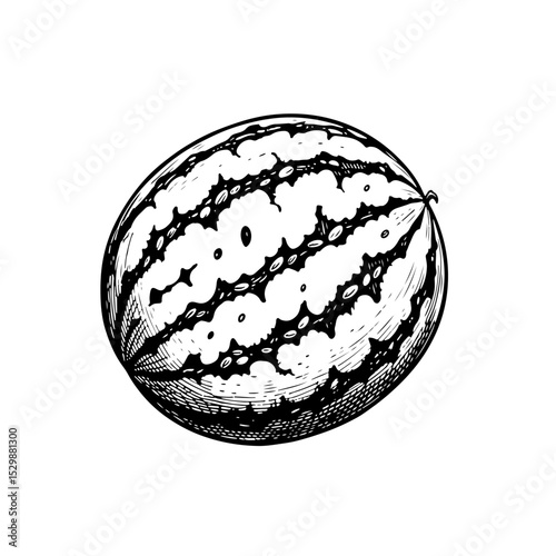Hand-drawn illustration of a watermelon