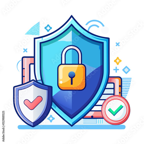 Secure web protection: a shield padlock symbol for internet safety and business security