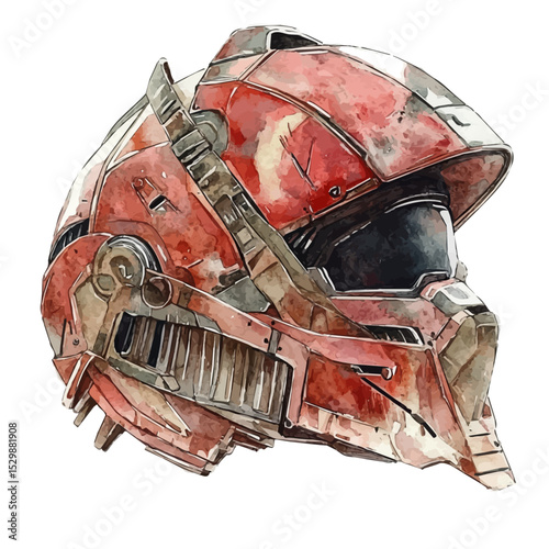 Headguard, watercolor drawing vector, isolated on a white background.