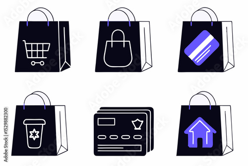 Business Concept illustrations. Collection of shoping icon Trendy style.