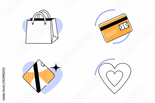 Business Concept illustrations. Collection of shoping icon Trendy style.