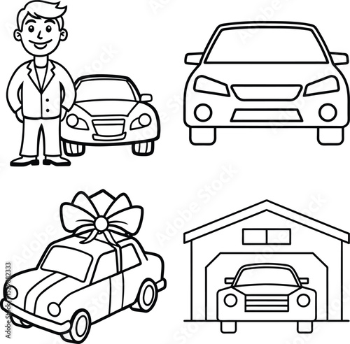 Car and Delivery truck icons
Express delivery service linear vector icons set
