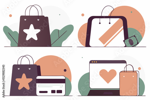 Business Concept illustrations. Collection of shoping icon Trendy style.