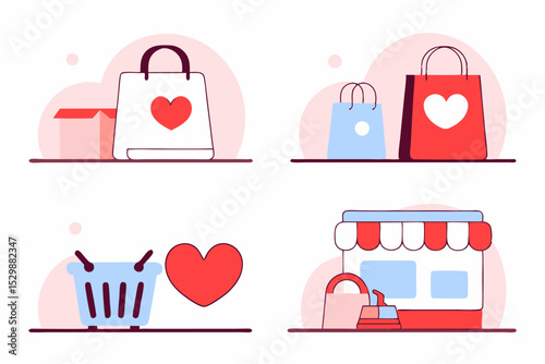 Business Concept illustrations. Collection of shoping icon Trendy style.