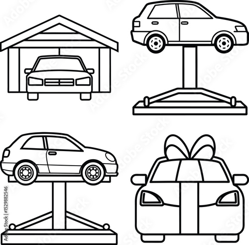 Car and Delivery truck icons
Express delivery service linear vector icons set
