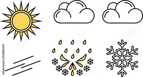 Charming Sun Cloud Rain Icons Perfect for Weather Apps Websites Branding and Logo Design