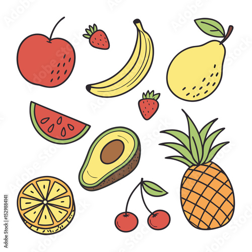 Vibrant Fruit Illustration A Delightful Collection of Summer Fruits