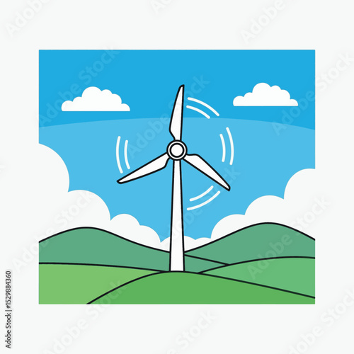 Simple Wind Energy Turbine Illustration