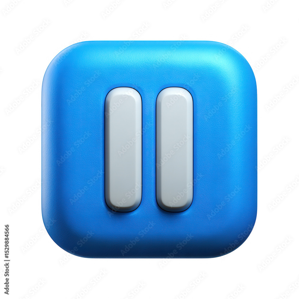 3d blue pause button with white bars isolated on transparent background 3d blue pause button with white bars isolated on transparent background