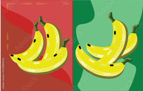 a drawing of a bunch of bananas with green on the top