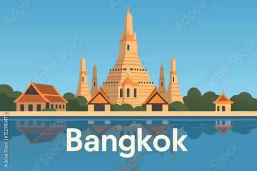 Wat Arun Temple Bangkok Sunset View.eps