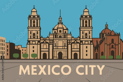 Zocalo Plaza Mexico City Scene.eps